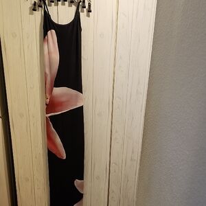 Harper Elegant Black Maxi Dress with Pink Floral Pattern